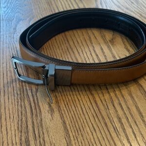 Men's Brown and Black Leather Belt